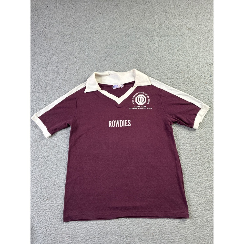 Vintage 80s Cedar Park Leander Texas Optimist Rowdies Soccer Coach Jersey Mens L